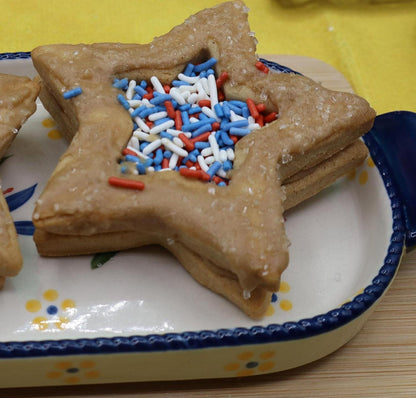 Gluten Free Patriotic Star 2-layer Sugar Cookies, Maple Iced, Dairy Free, Egg Free, Nut Free, Vegan, Natural Sprinkles, July 4th Part Treat