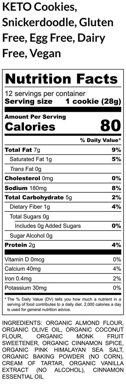 KETO Cookies, Snickerdoodle, Gluten Free, Egg Free, Dairy Free, Vegan, Low Calorie, Sugar Free, Birthday Gift, Diet, Weight Loss, Low Carb,