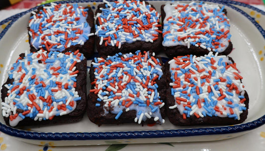 Brownies, Gluten Free, Dairy Free, Vegan, Egg Free, Nut Free, Natural Sprinkles, Patriotic, Red White & Blue, July 4th Desserts,