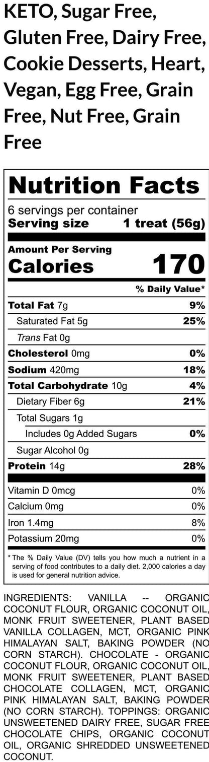 Keto, Cookie Cup, Heart, Gluten Free, Dairy Free, Egg Free, Nut Free, Vegan, Collagen, Low Carb, Erythritol Free, Sugar Free, Plant Based