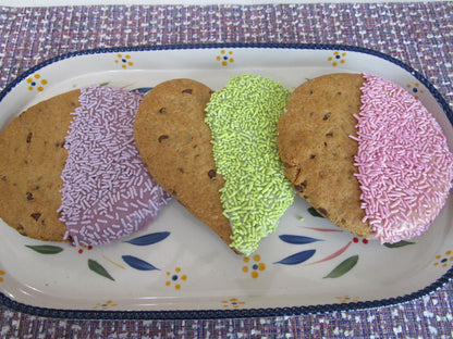 Gluten Free JUMBO Chocolate Chip Cookies, Dairy Free, Vegan, Nut & Peanut Free, Heart, Circle, Birthday Treats, Natural Sprinkles, July 4th