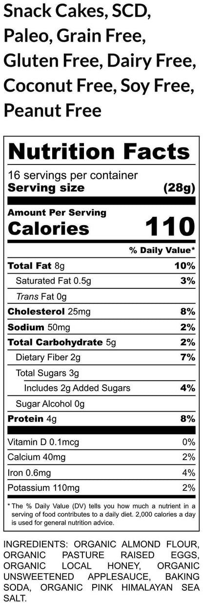 Gluten Free SCD Snack Cakes, Grain Free, Dairy Free, Specific Carbohydrate, Honey Sweetened, Paleo desserts, Birthday Gifts, Low sugar snack