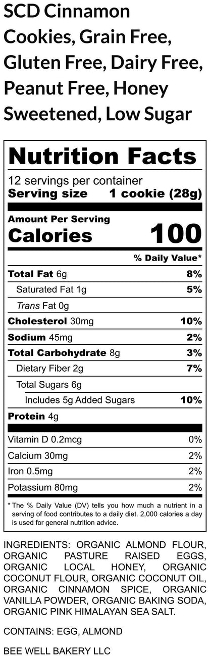 SCD Cookies, Cinnamon, Grain Free, Gluten Free, Dairy Free, Specific Carbohydrate, Honey Sweetened Paleo desserts, Low Sugar Snack, Low Carb