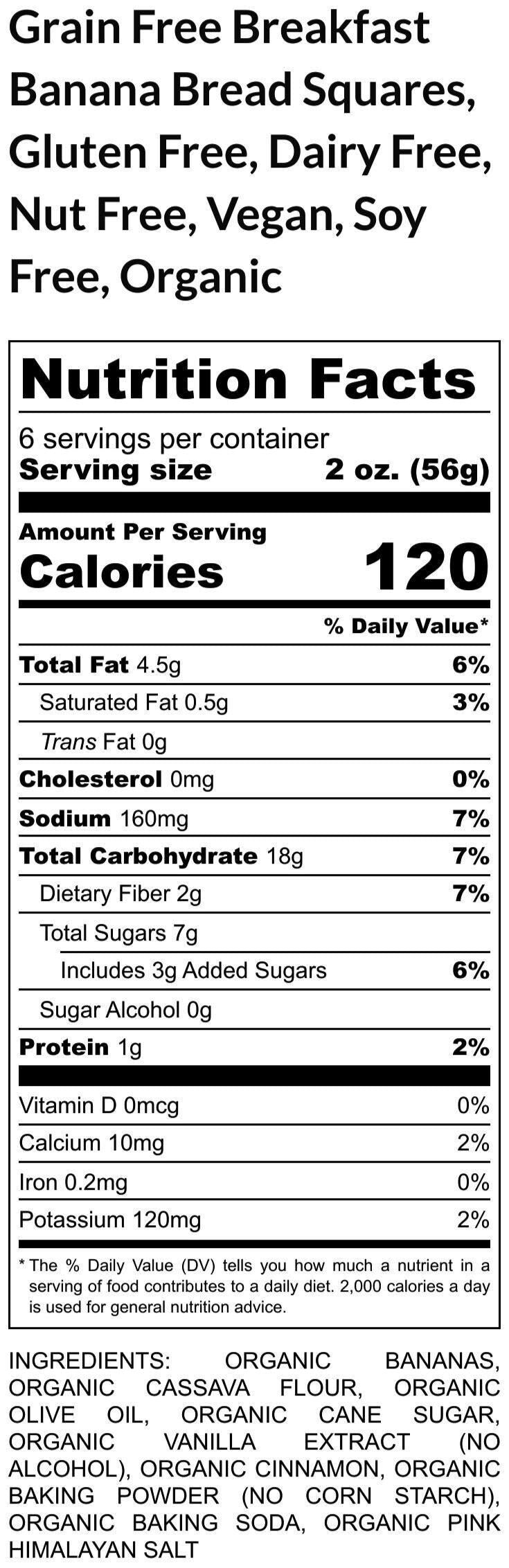 Gluten Free Banana Breakfast Squares, Grain Free, Dairy Free, Allergy Friendly Healthy Snack Bar, Vegan, Low Sugar, Peanut Free, AIP Paleo