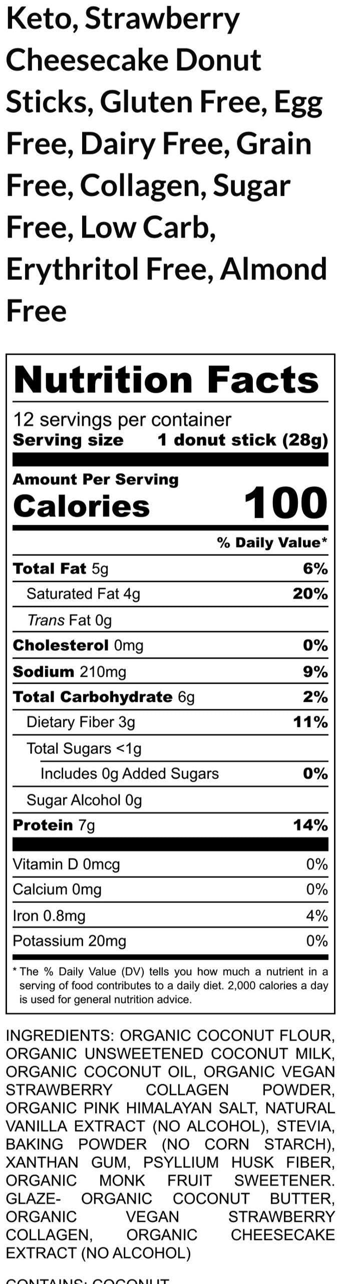 Keto Donut Bar, Strawberry Cheesecake, Sugar Free, Gluten Free, Grain Free, Dairy Free, Egg Free, Nut Free, Low Carb dessert, Fitness Bar