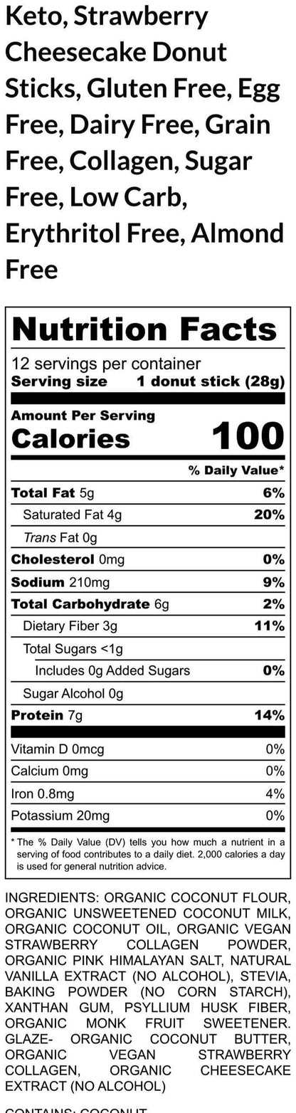 Keto Donut Bar, Strawberry Cheesecake, Sugar Free, Gluten Free, Grain Free, Dairy Free, Egg Free, Nut Free, Low Carb dessert, Fitness Bar