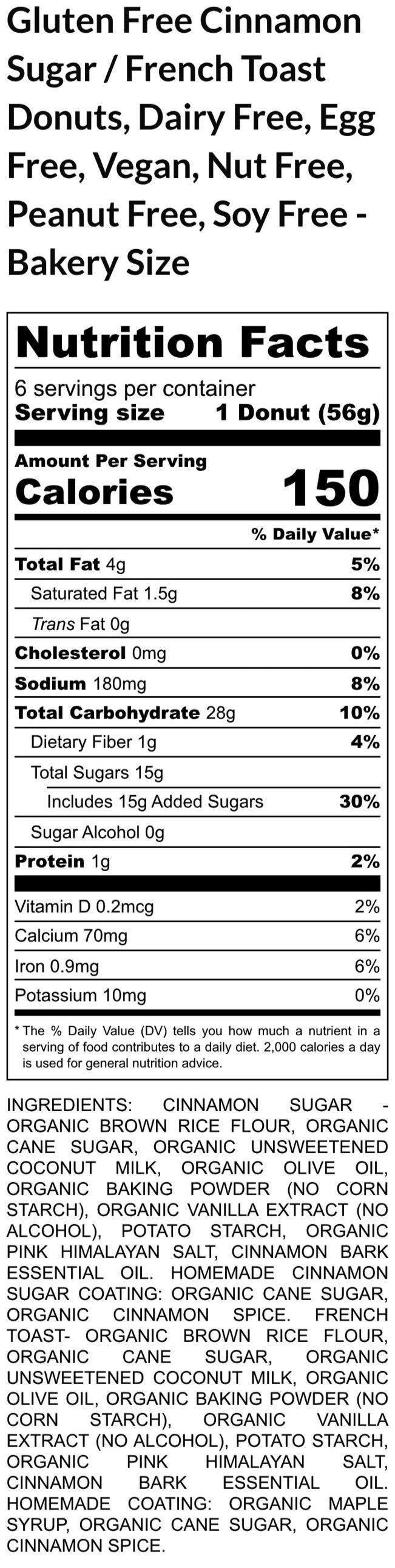 Gluten Free Donuts, Cinnamon Sugar, Vegan, Dairy Free, Egg Free, French Toast, Nut Free, Low Fat, Sugar Free, Baked snacks, Office friendly