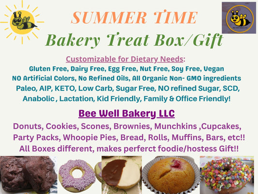 Gluten Free Summer Bakery Box / Sampler /Hostess gift, Dairy Free, Egg Free, Vegan, Cake, Donut, Scone, Muffin, AIP Paleo, Keto, Sugar Free