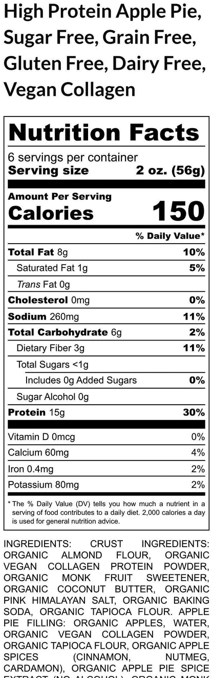 High Protein Apple Pie, Grain Free, Sugar Free, Gluten Free, Dairy Free, Vegan, Egg Free, Low Carb snack, Hostess Gifts, Fitness Desserts