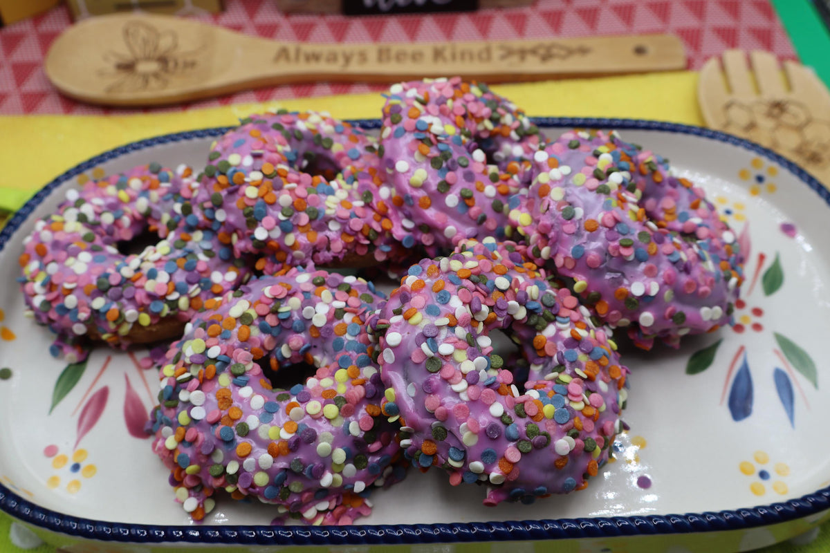 Gluten Free Donuts, Confetti Celeberation, Dairy Free, Vegan, Egg Free, Nut Free, School safe, Natural Sprinkles, Allergy Friendly Birthday