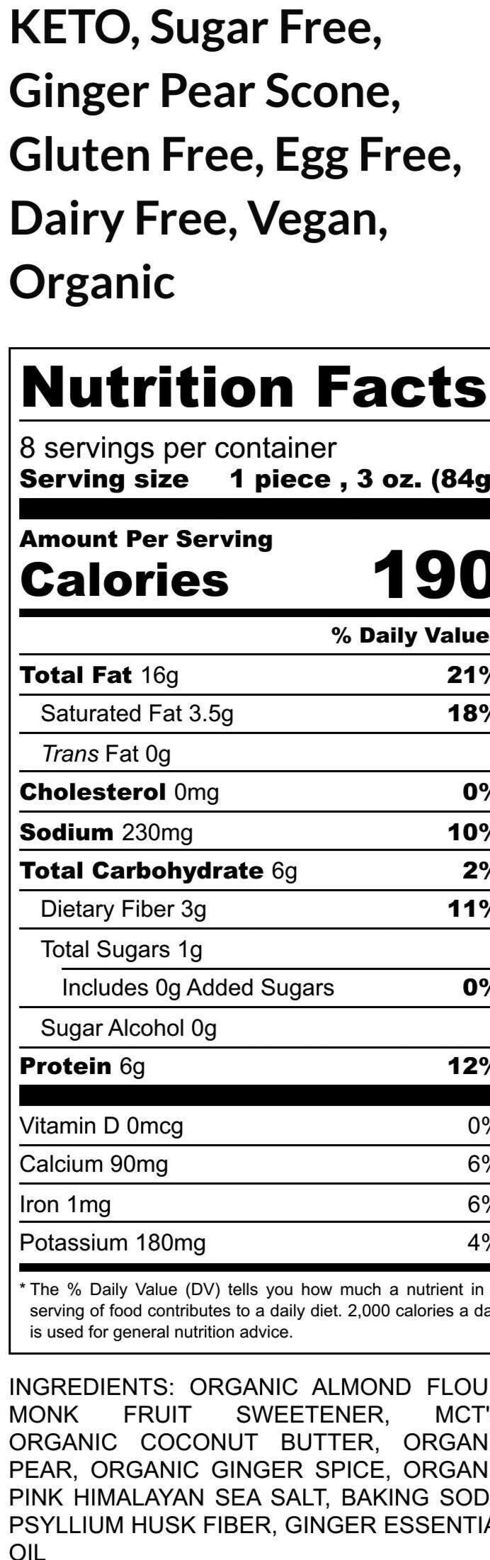 Keto, Scone, Ginger Pear, Grain Free, Gluten Free, Dairy Free, Egg Free, Sugar Free, Low Carb, Brunch, Erythritol Free, Mother's Day, Summer