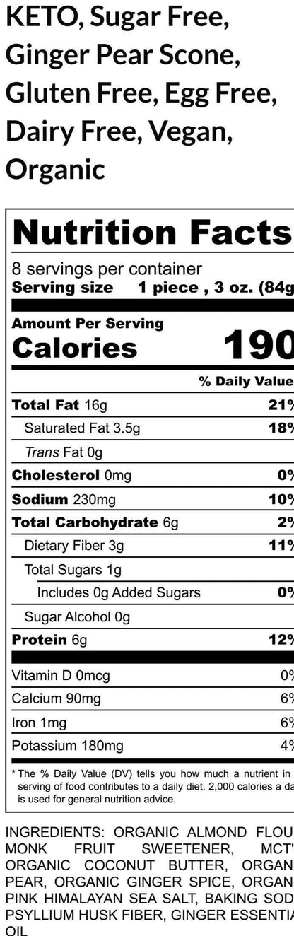 Keto, Scone, Ginger Pear, Grain Free, Gluten Free, Dairy Free, Egg Free, Sugar Free, Low Carb, Brunch, Erythritol Free, Mother's Day, Summer