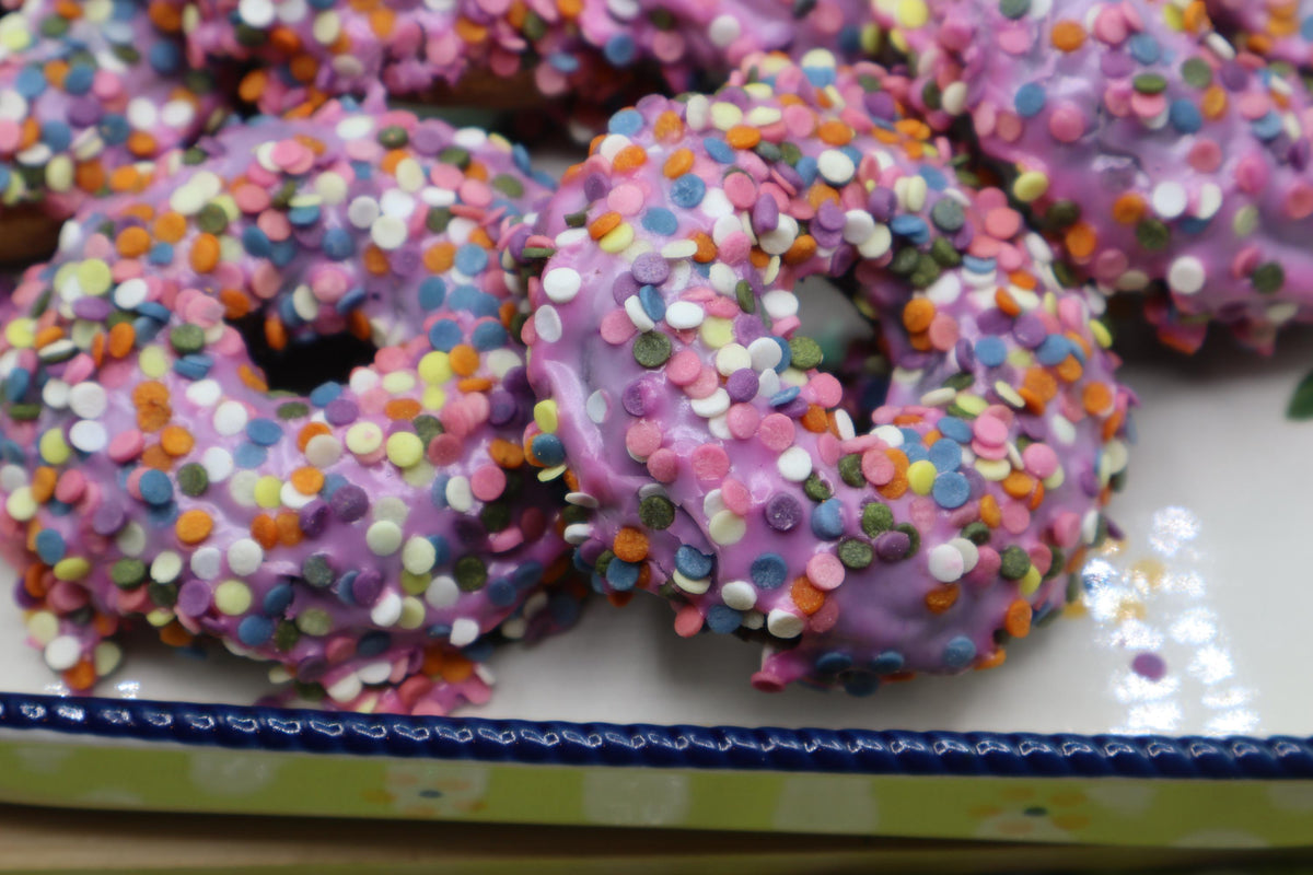 Gluten Free Donuts, Confetti Celeberation, Dairy Free, Vegan, Egg Free, Nut Free, School safe, Natural Sprinkles, Allergy Friendly Birthday