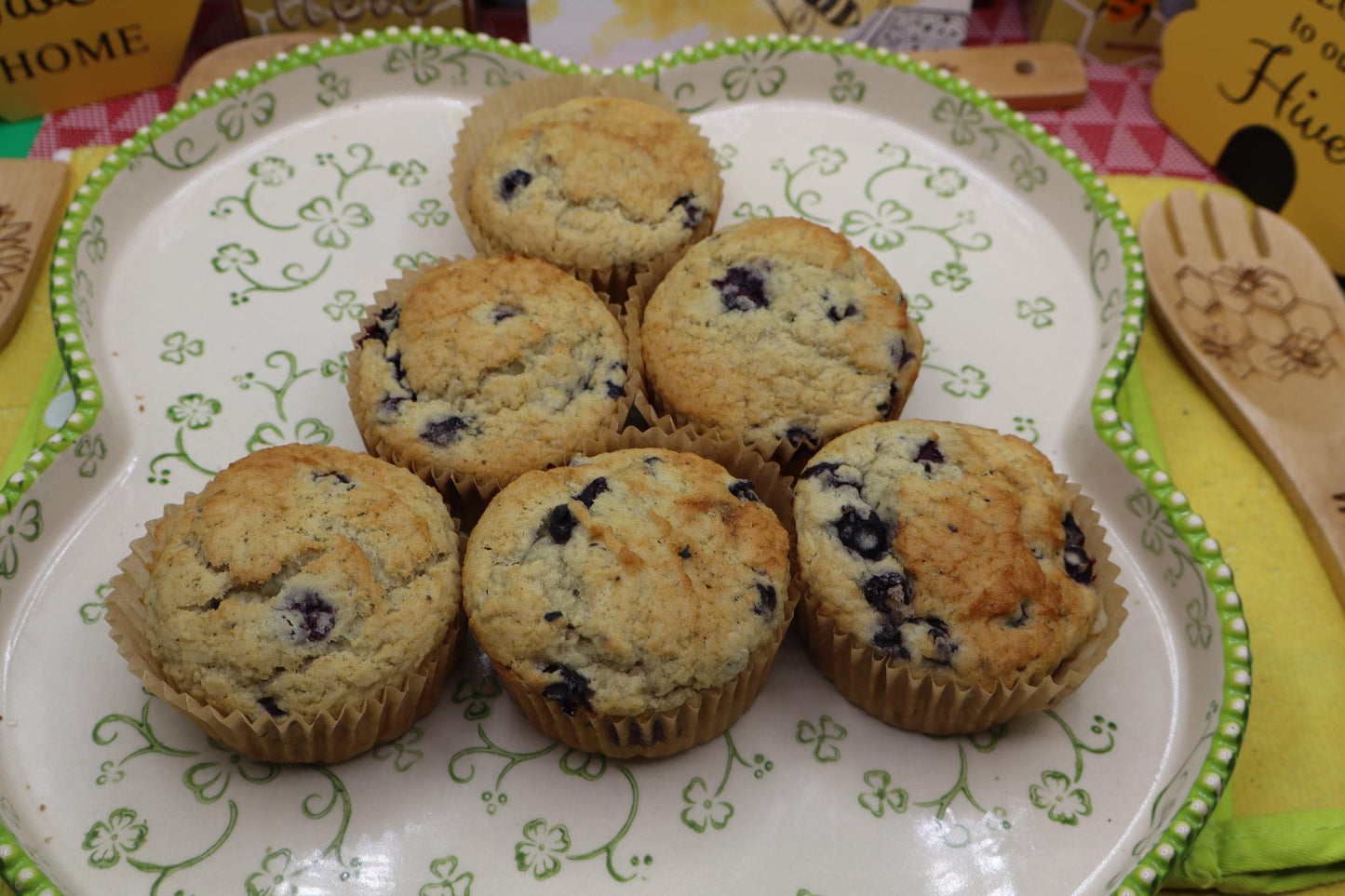 Gluten Free Lemon Blueberry Sour Dough Protein Muffins, Dairy Free, Vegan, Nut Free, Low Sugar, Low Fat, Wellness Gift, Mother's Day Brunch