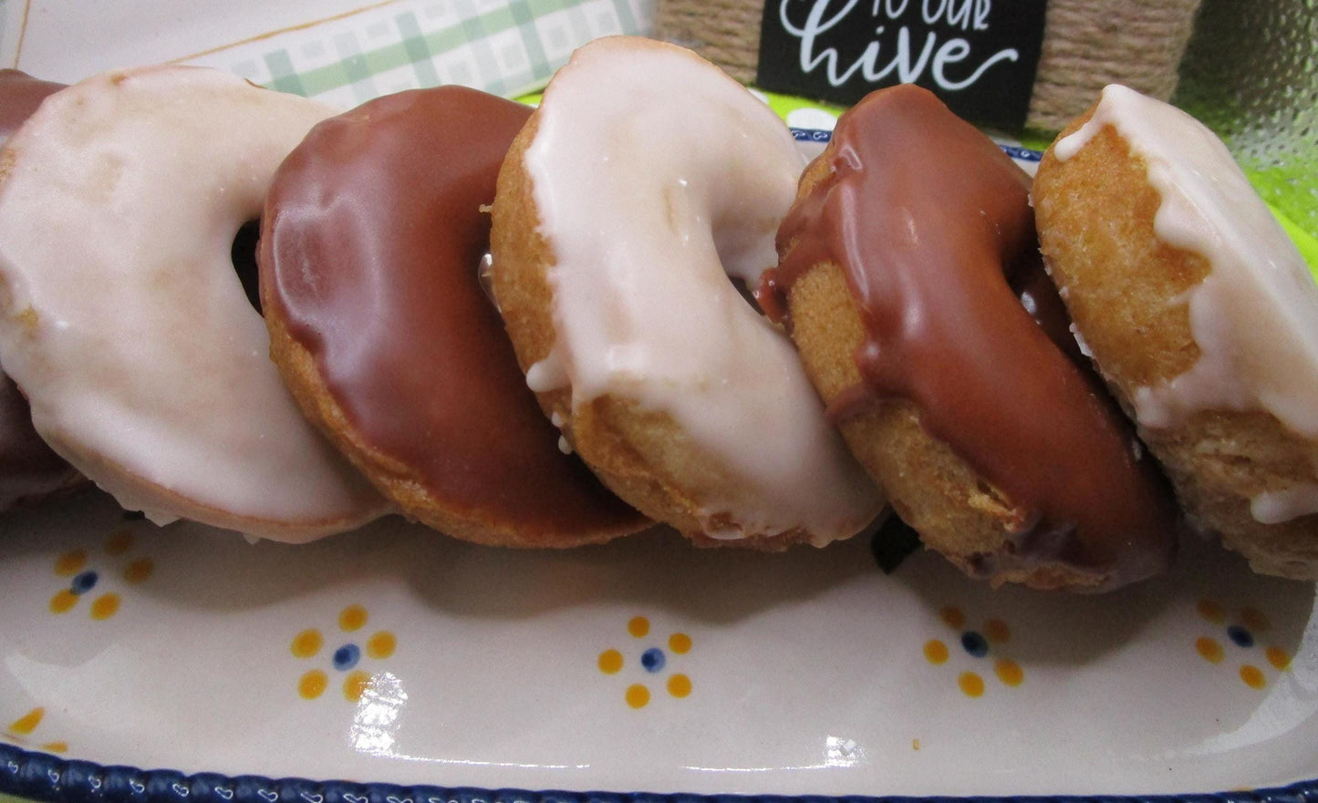 Vanilla Glazed Donuts, Gluten Free, Egg Free, Dairy Free, Chocolate, Vegan, Nut Free, School Safe, Birthday Party, Allergy friendly bakery