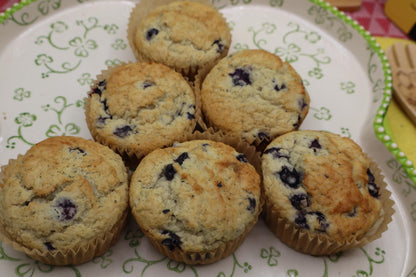Gluten Free Lemon Blueberry Sour Dough Protein Muffins, Dairy Free, Vegan, Nut Free, Low Sugar, Low Fat, Wellness Gift, Mother's Day Brunch