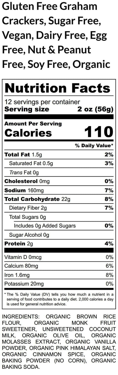 Gluten Free Graham Crackers, Sugar Free, Dairy Free, Vegan, Egg Free, Nut Free, School Safe, Cinnamon, Gingerbread, Low Calorie Smores snack