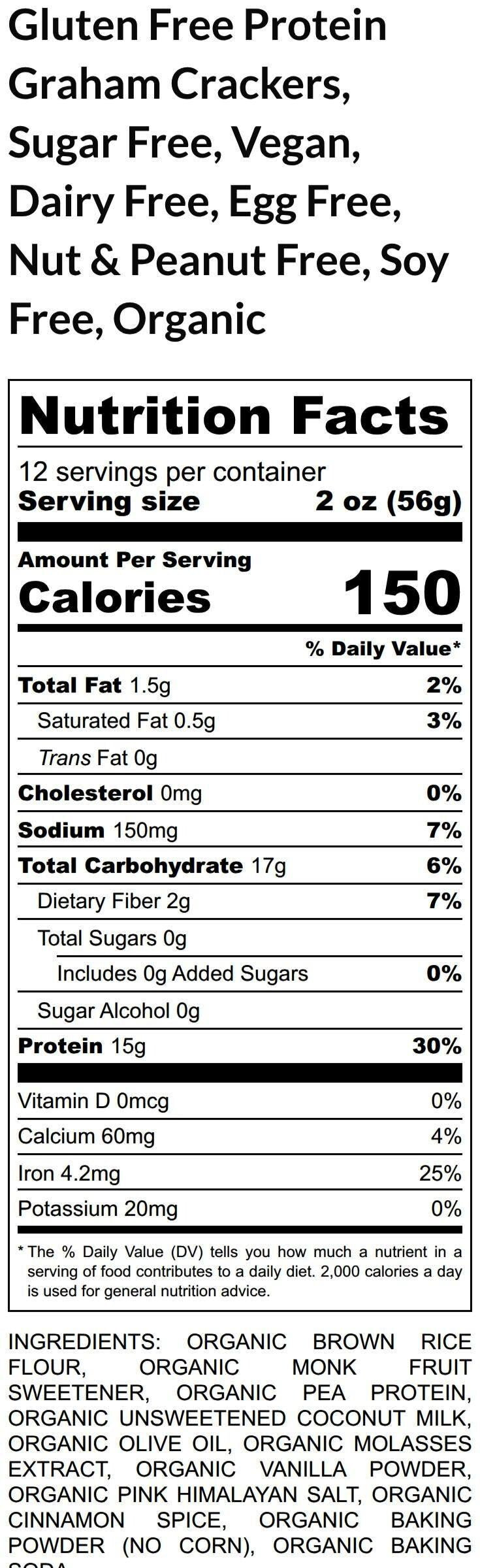 Gluten Free Protein Graham Crackers, Sugar Free, Dairy Free, Egg Free, Nut Free, Vegan Fitness Snack, Cinnamon, Gingerbread, Low Carb Smores