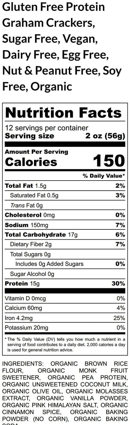 Gluten Free Protein Graham Crackers, Sugar Free, Dairy Free, Egg Free, Nut Free, Vegan Fitness Snack, Cinnamon, Gingerbread, Low Carb Smores