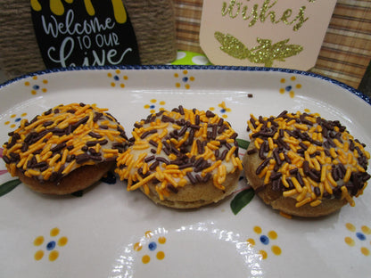 Gluten Free Mini Donuts Frosted with Natural Sprinkles, Dairy Free, Vegan, School Safe Treats, Nut Free, Birthday Gifts, Camp Snacks, Pool