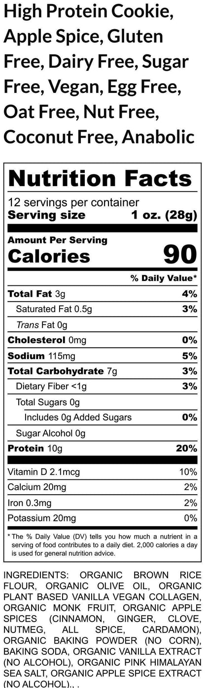 High Protein Cookies, Apple Spice, Gluten Free, Sugar Free, Dairy Free, Egg Free, Coconut Free, Vegan Collagen, Fitness Snack, Fall Flavors