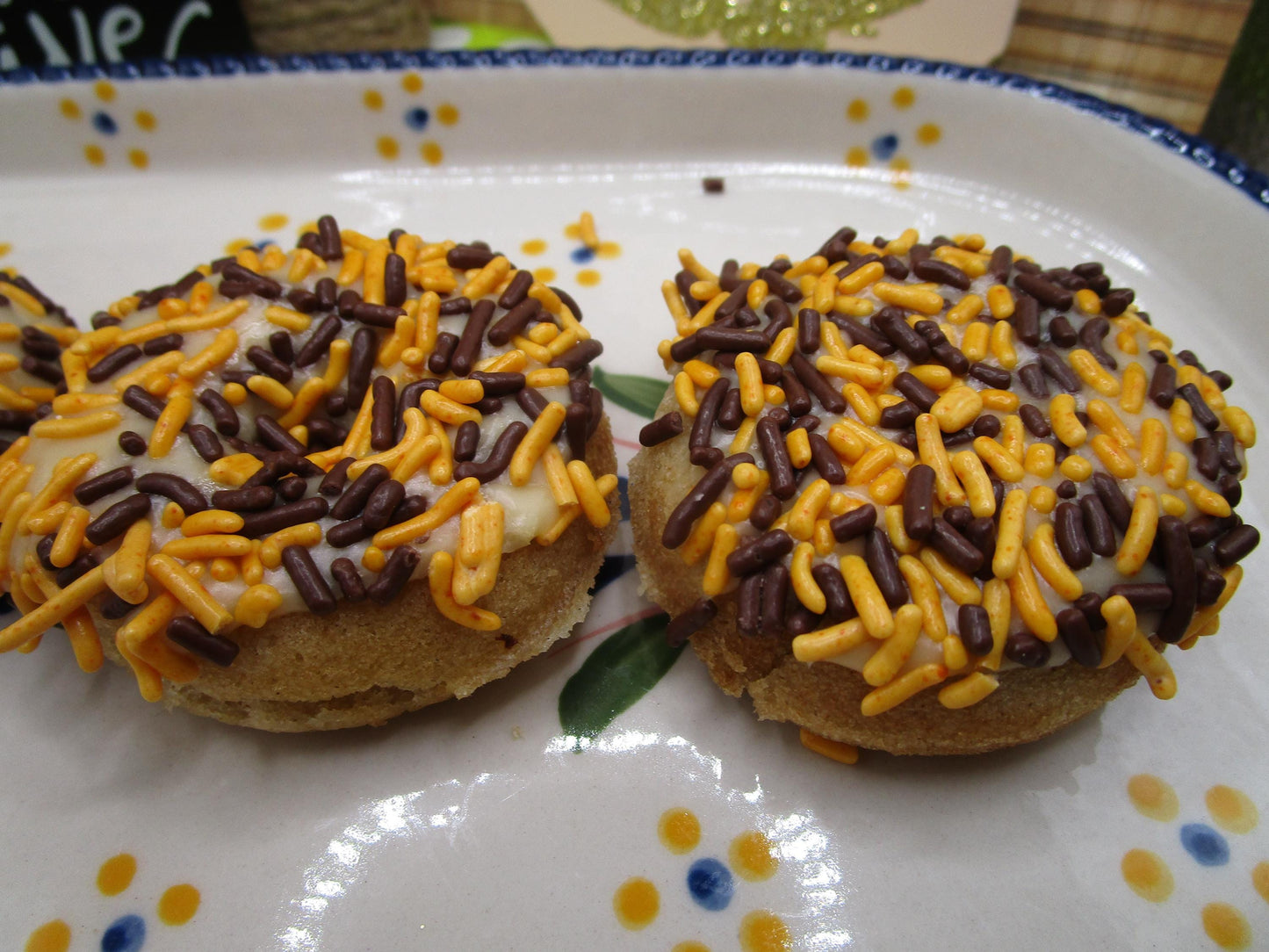 Gluten Free Mini Donuts Frosted with Natural Sprinkles, Dairy Free, Vegan, School Safe Treats, Nut Free, Birthday Gifts, Camp Snacks, Pool