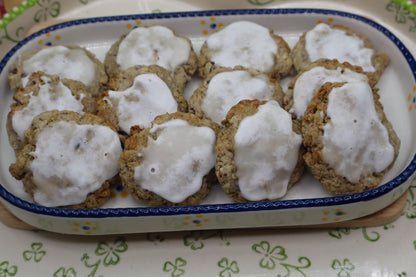 Gluten Free Cinnamon Raisin Cookie, Dairy Free, Vegan, Nut Free, Allergy Friendly, School Safe Snack, Lunchbox treat, Iced Cookies, Non-GMO