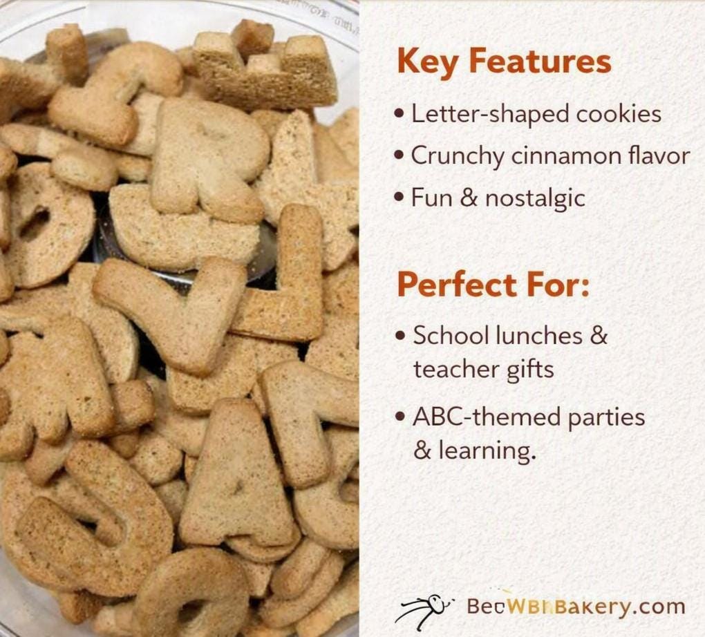 Gluten Free ABC School Box Cookies, Dairy Free, Egg Free, Vegan, Nut & peanut Free, Oat Free, Sugar Free treats, School Safe Class Snacks