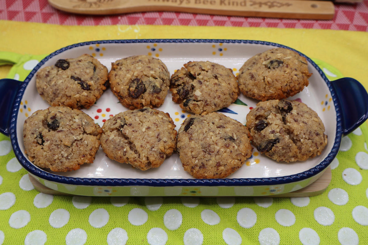 Gluten Free Cinnamon Raisin Cookie, Dairy Free, Vegan, Nut Free, Allergy Friendly, School Safe Snack, Lunchbox treat, Iced Cookies, Non-GMO