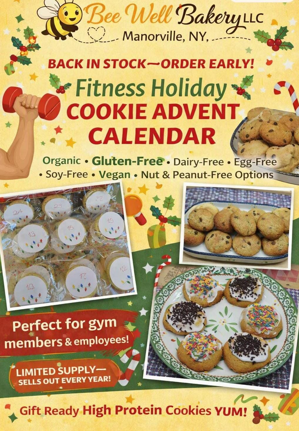 High Protein Cookie Advent Calendar, Gluten Free, Vegan, Egg Free, Dairy Free, Anabolic, Fitness Gift, Vegan Collagen, Christmas Countdown