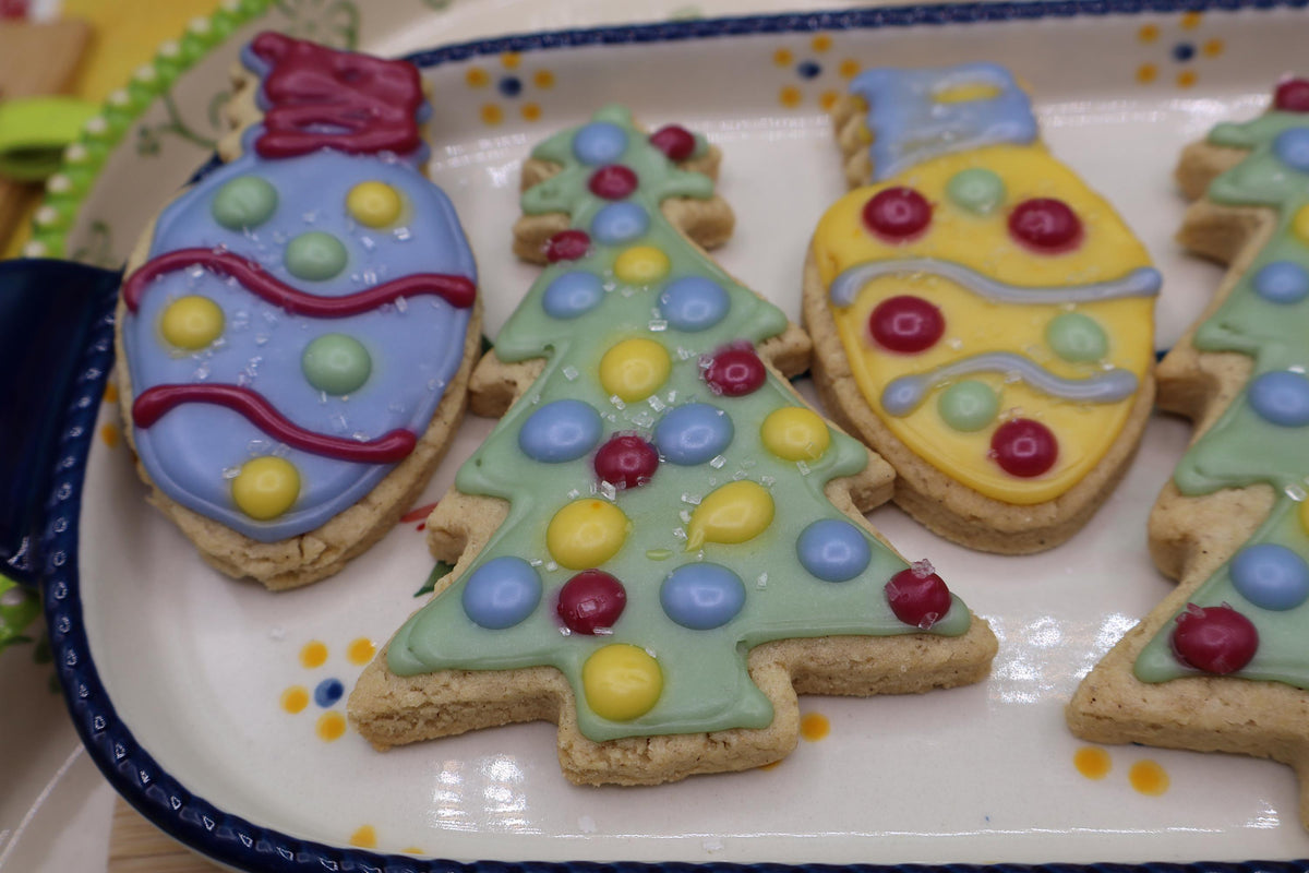 Sugar Cookies, Christmas, Gluten Free, Dairy Free, Egg Free, Nut Free, Plant Based Colors, Christmas Tree,, Holiday Party, Cookie Exchange