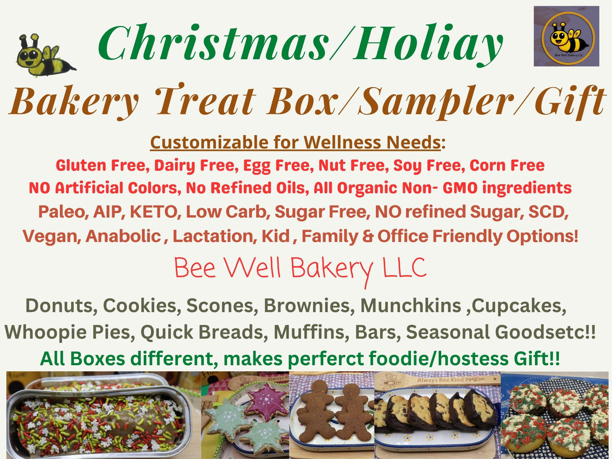 Christmas Bakery Box, Gluten Free, Dairy Free, Egg Free, Sampler, Nut Free, Sugar Free, AIP Paleo, KETO, Secret Santa Gift, Holiday Parties