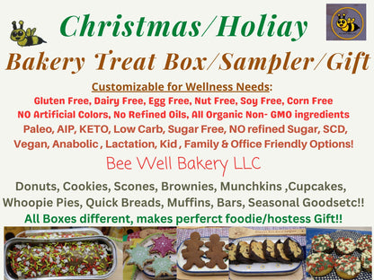 Christmas Bakery Box, Gluten Free, Dairy Free, Egg Free, Sampler, Nut Free, Sugar Free, AIP Paleo, KETO, Secret Santa Gift, Holiday Parties