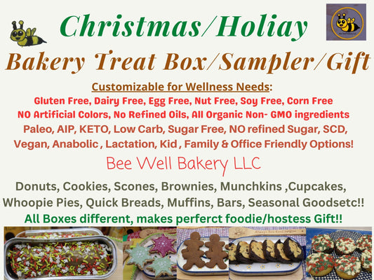 Christmas Bakery Box, Gluten Free, Dairy Free, Egg Free, Sampler, Nut Free, Sugar Free, AIP Paleo, KETO, Secret Santa Gift, Holiday Parties