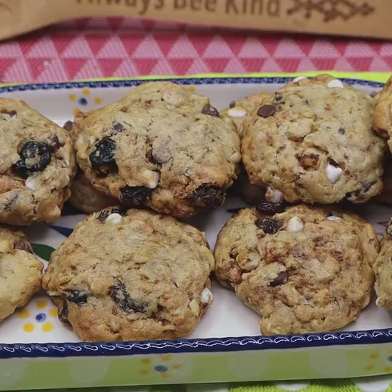 Gluten Free Kitchen Sink Cookies, Dairy Free, Vegan, Nut Free, Chocolate Caramel Raisins Oats, Birthday Party Dessert, School Safe Snacks