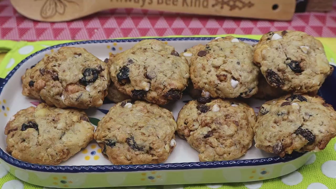 Gluten Free Kitchen Sink Cookies, Dairy Free, Vegan, Nut Free, Chocolate Caramel Raisins Oats, Birthday Party Dessert, School Safe Snacks