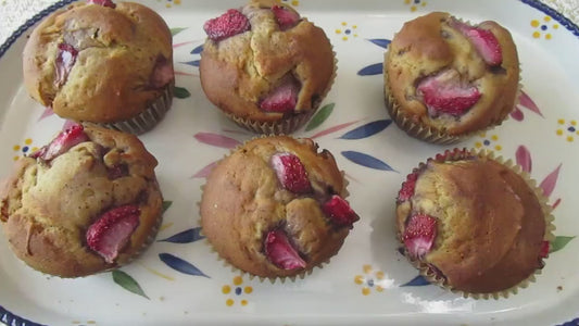 Strawberry Muffin, Gluten Free, Egg Free, Dairy Free, Oat Free, Nut Free, Vegan, Brunch, Summer, No Refined Sugar, Organic, Blueberry, Apple