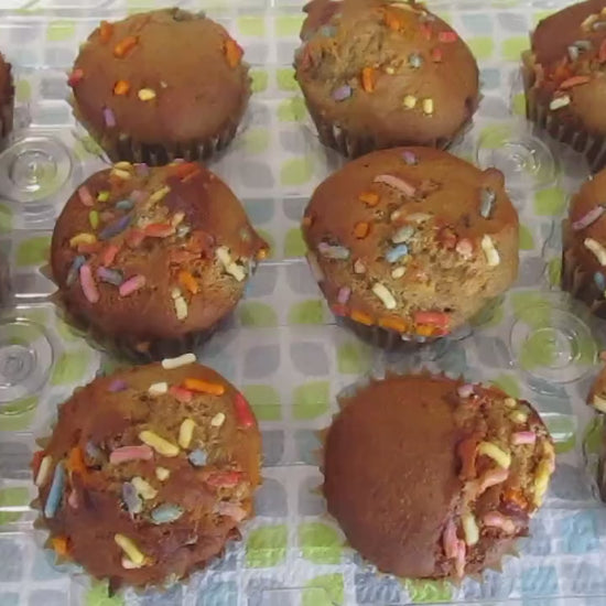 Gluten Free Mini Funfetti Chocolate Chip Muffins, School Safe, Dairy Free, Egg Free, Nut Free, Vegan, Two Bite Low Fat, Birthday Party Snack