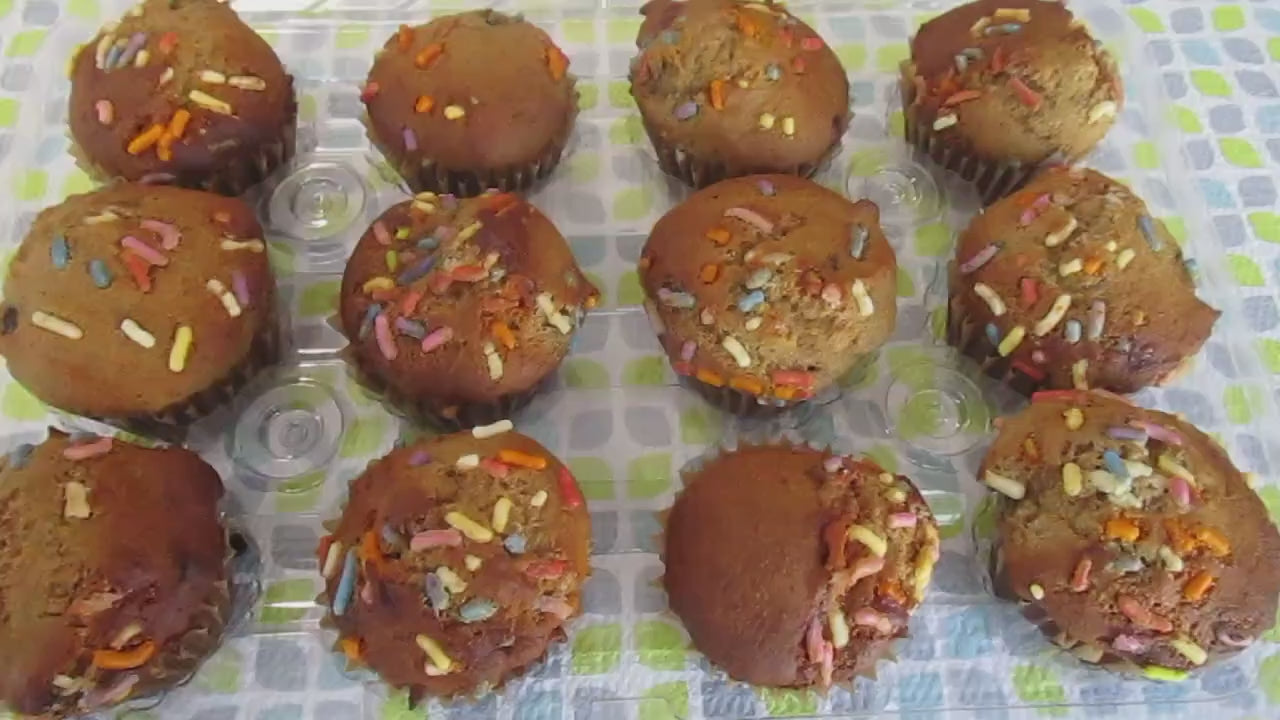 Gluten Free Mini Funfetti Chocolate Chip Muffins, School Safe, Dairy Free, Egg Free, Nut Free, Vegan, Two Bite Low Fat, Birthday Party Snack