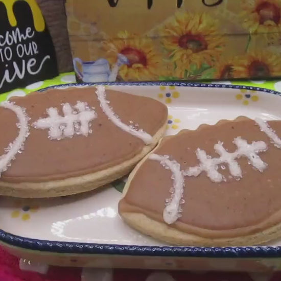 Gluten Free Football Sugar Cookie: Dairy Free, Vegan, School Safe, Natural Colors, Peanut Free snacks, Kids sport events, Super Bowl Party