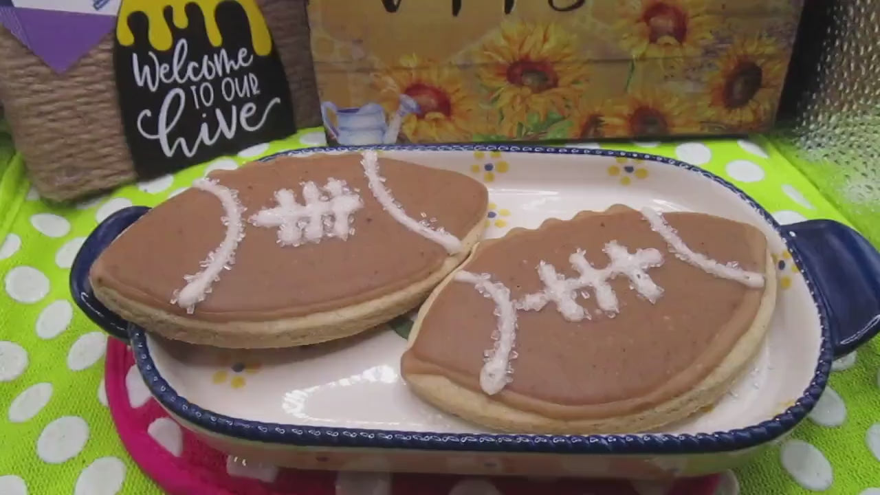 Gluten Free Football Sugar Cookie: Dairy Free, Vegan, School Safe, Natural Colors, Peanut Free snacks, Kids sport events, Super Bowl Party
