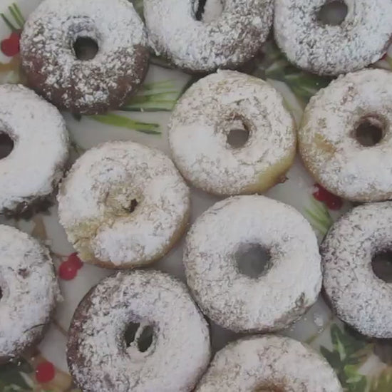 Gluten Free Mini Donuts, Powdered, Dairy Free, Vegan, Vanilla Chocolate, Peanut Free, School Munchkins, Class party Snacks, Easter, Spring