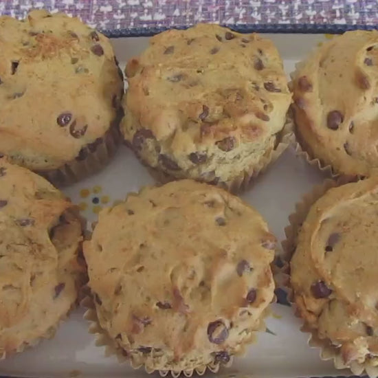 Gluten Free Muffin, Dairy Free, Egg Free, Vegan, Nut Free, Healthy Breakfast, Chocolate Chip treat, portable breakfast, Coconut Sugar snacks