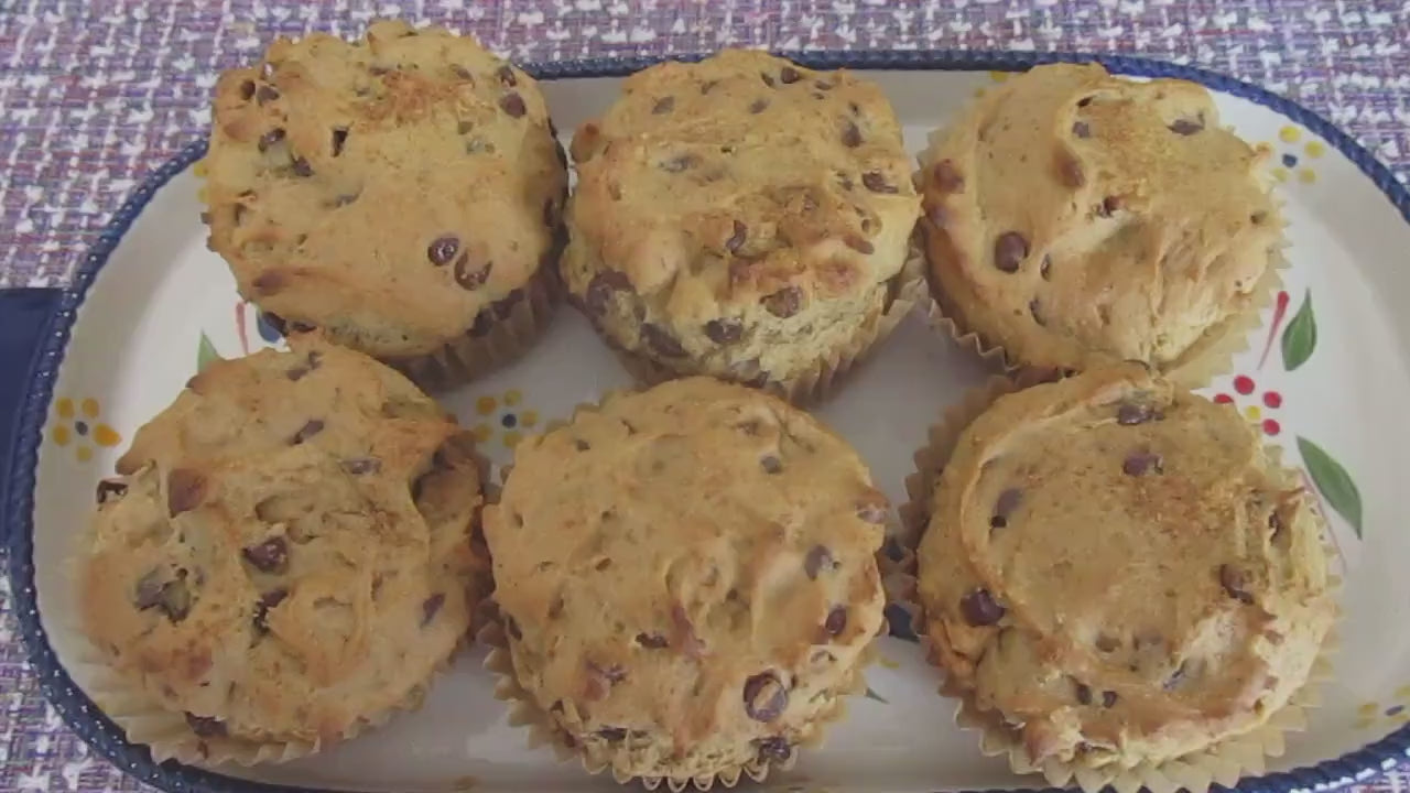 Gluten Free Muffin, Dairy Free, Egg Free, Vegan, Nut Free, Healthy Breakfast, Chocolate Chip treat, portable breakfast, Coconut Sugar snacks