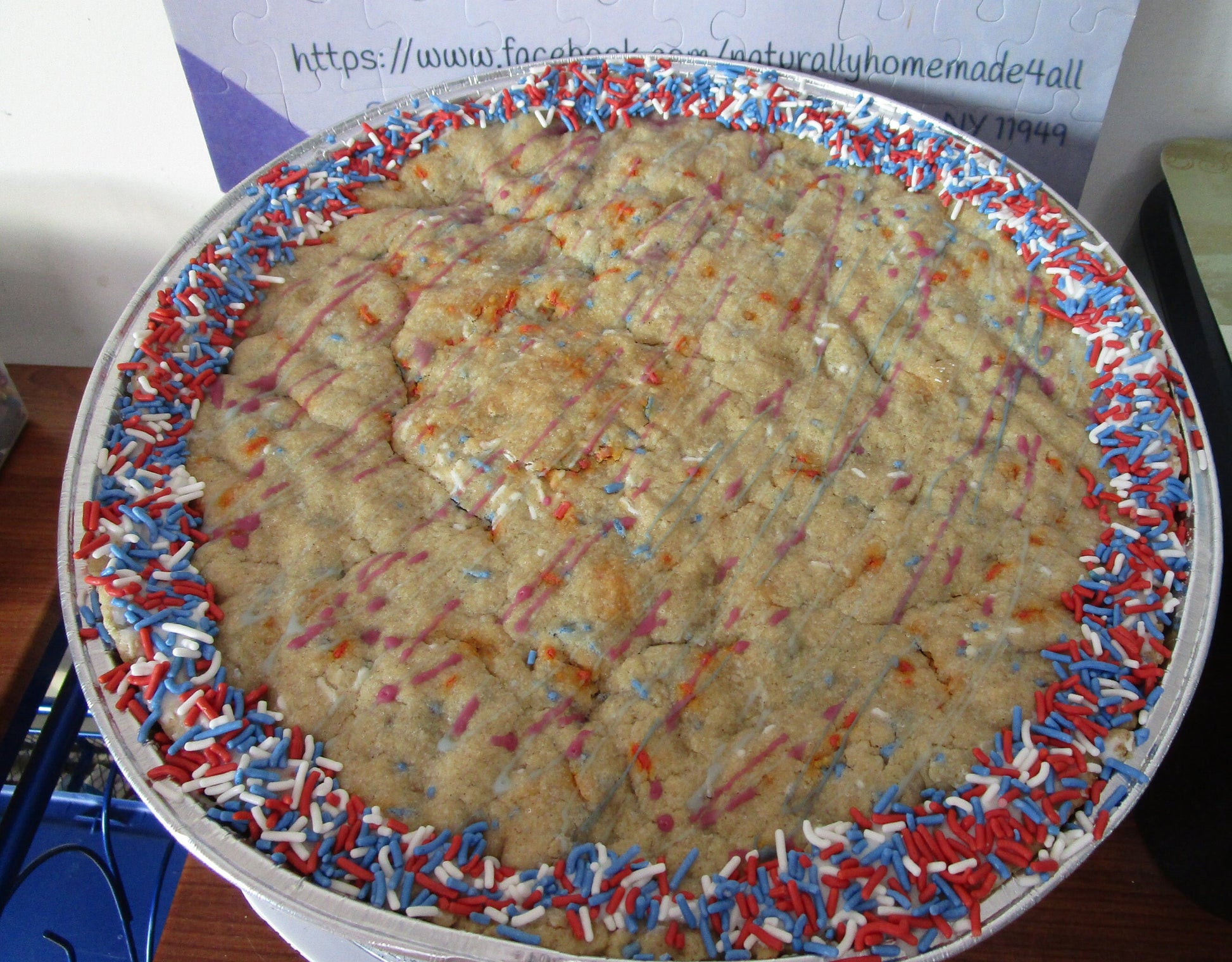 Jumbo Cookie Cake, Chocolate Chip, Sugar, Gluten Free, Dairy Free, Egg Free, Nut Free, Birthday, Graduation, Easter, Reunion, Oat Free, Gift