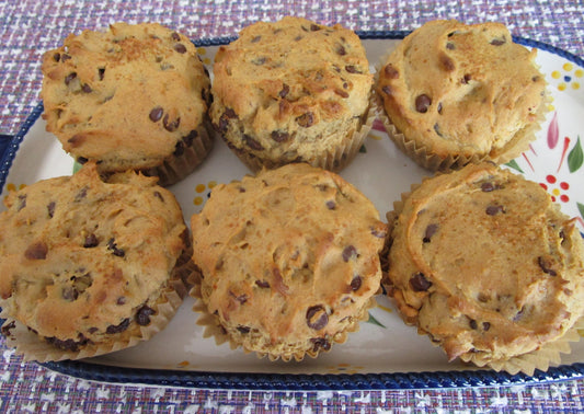 Chocolate Chip Muffin, Gluten Free, Dairy Free, Egg Free, Vegan, Brunch, No refined Sugar, Low Calorie, Low Fat, Weight Loss, Wellness, Goal