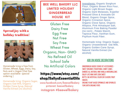 Gingerbread House Kit, Gluten Free, Dairy Free, Egg Free, Vegan, Soy Free, Nut Free, Decorating, Gift, Christmas, School Safe, Natural Color