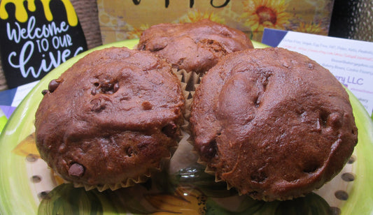 Double Chocolate Chip Muffins, Gluten Free, Dairy Free, Egg Free, Vegan, No refined Sugar, Nut Free, Diet, Low Calorie, Mini, Father's Day