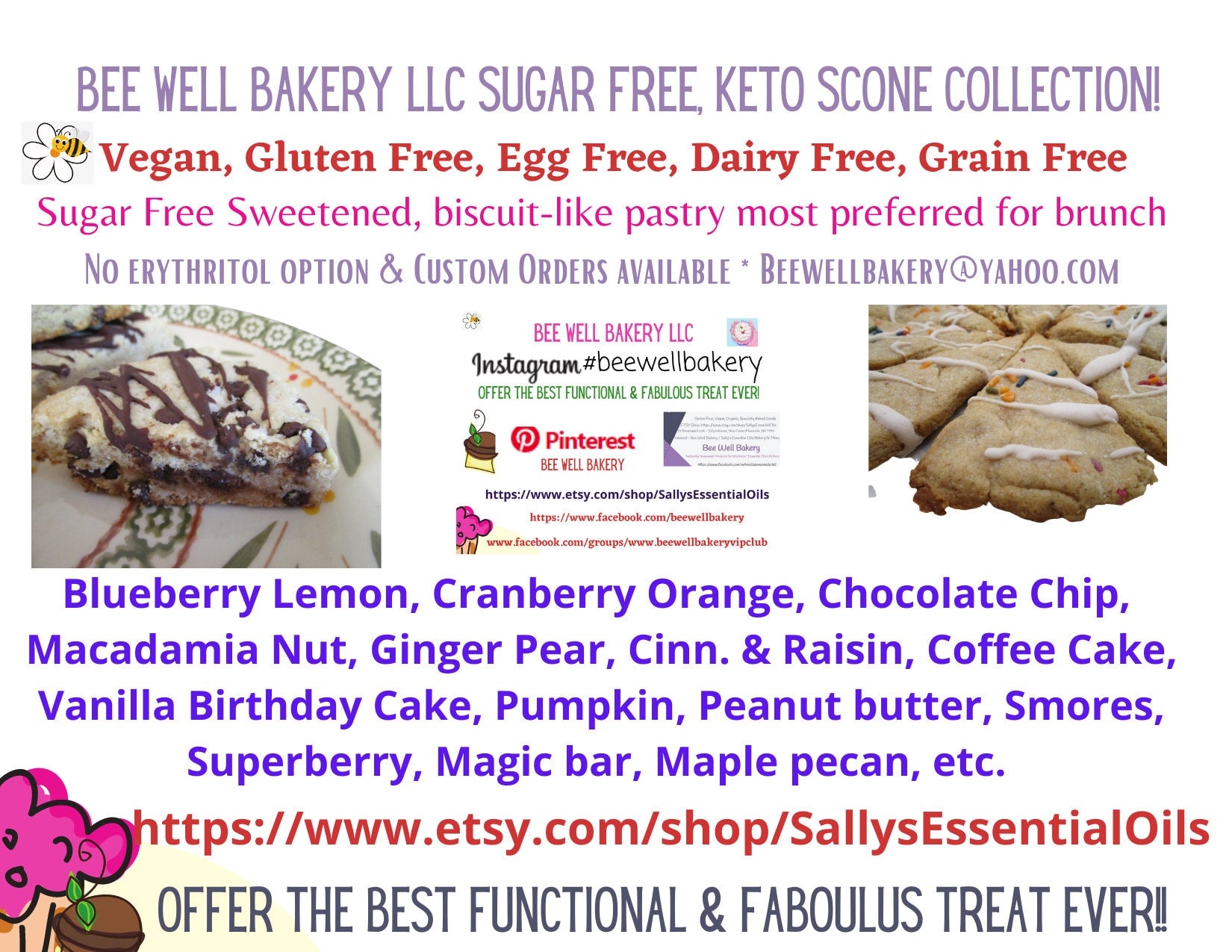 KETO, Scone Sampler, Gluten Free, Dairy Free, Grain Free, Egg Free, Vegan, Birthday Gift, Low Net Carb, Brunch, Diet, Sugar Free, July 4th