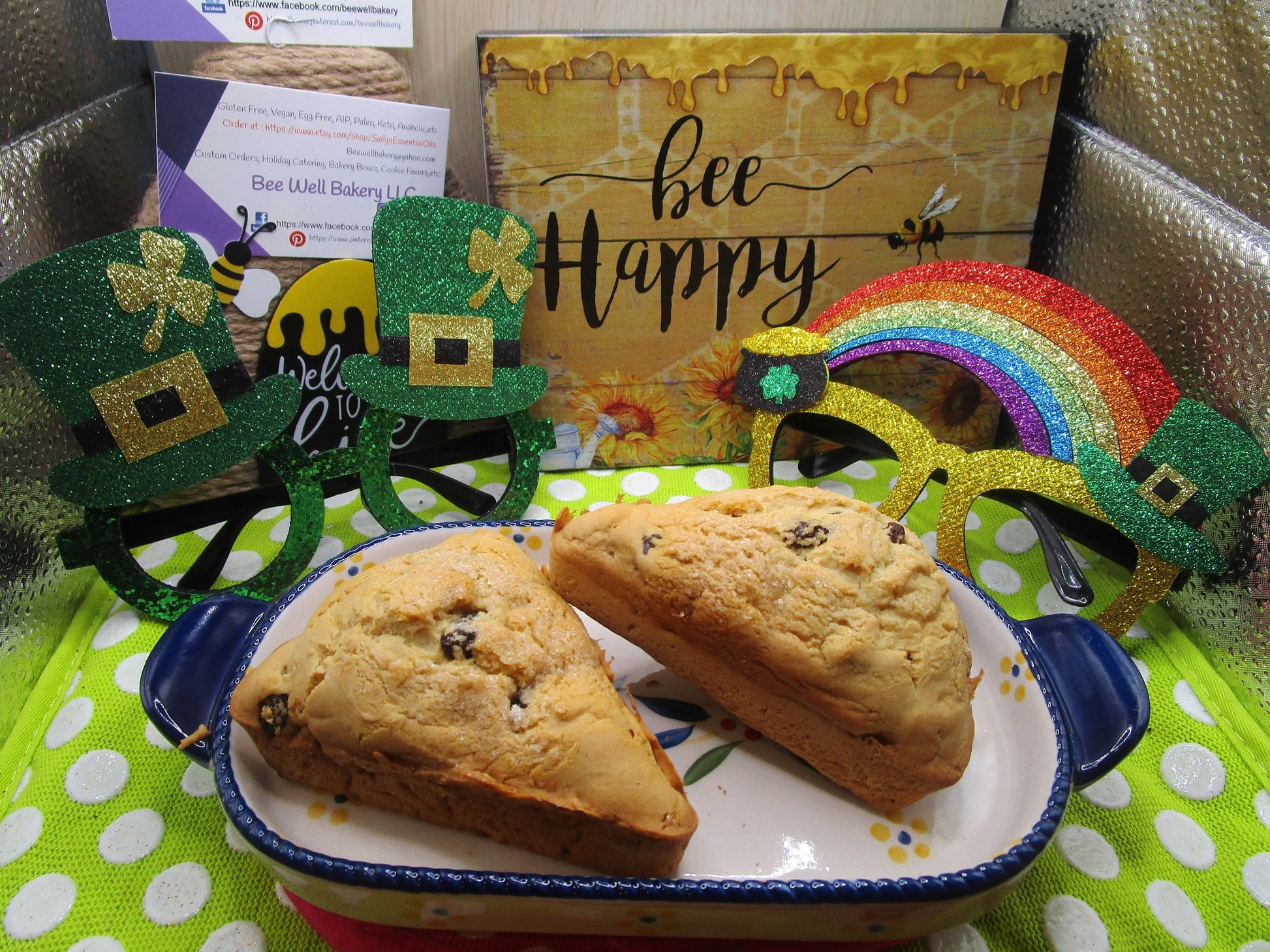 Scones, Irish Soda Bread, Gluten Free, Dairy Free, Egg Free, Vegan, Saint Patrick's Day, Nut Free, Leprechaun, Sugar Free, gift, Brunch